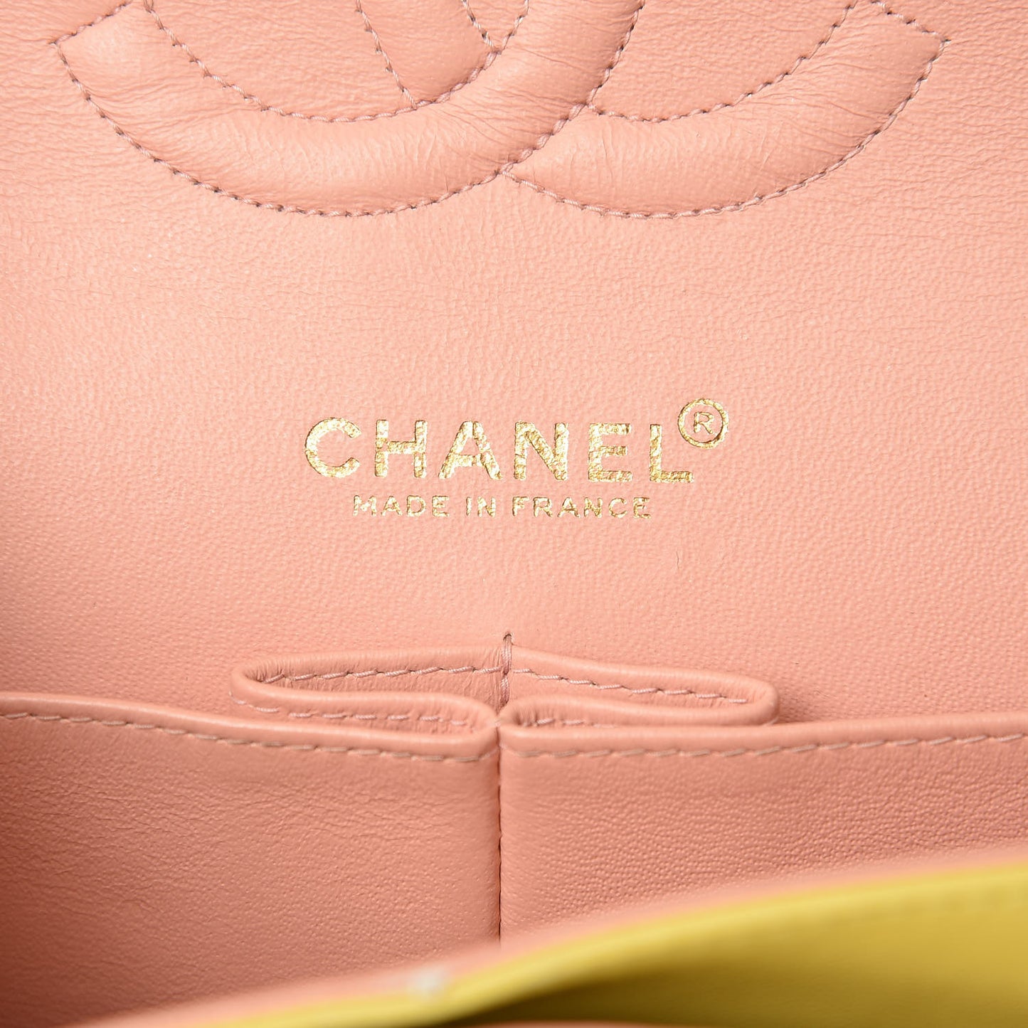 Lambskin Quilted Medium Double Flap Yellow