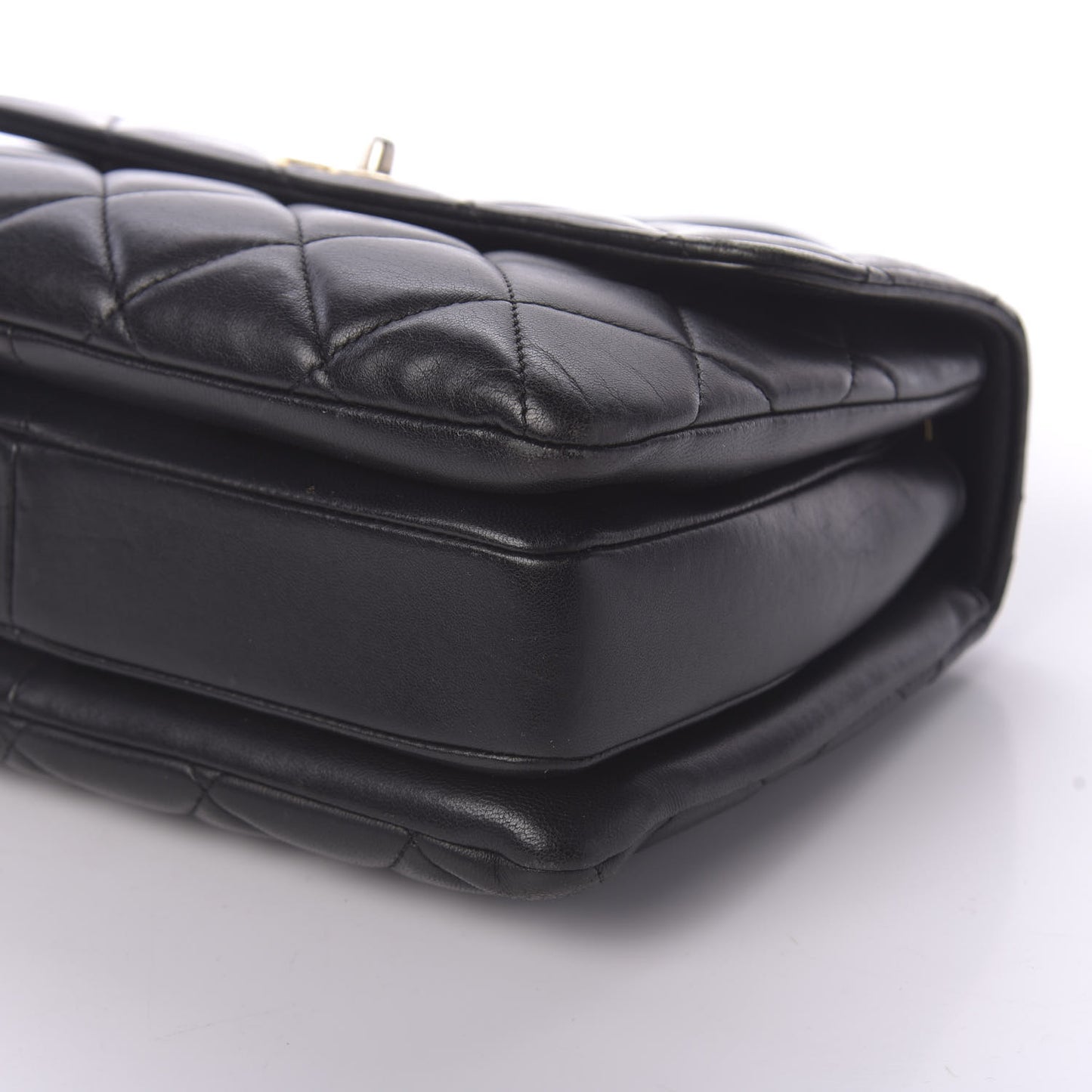 Lambskin Quilted Small Trendy CC Dual Handle Flap Bag Black