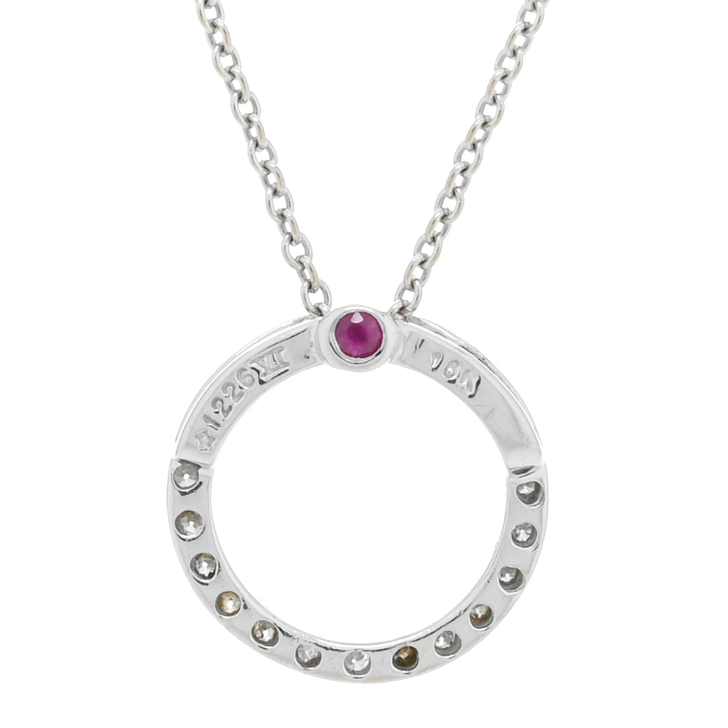 18K White Gold Diamond Small Tiny Treasures Circle Pendant Necklace