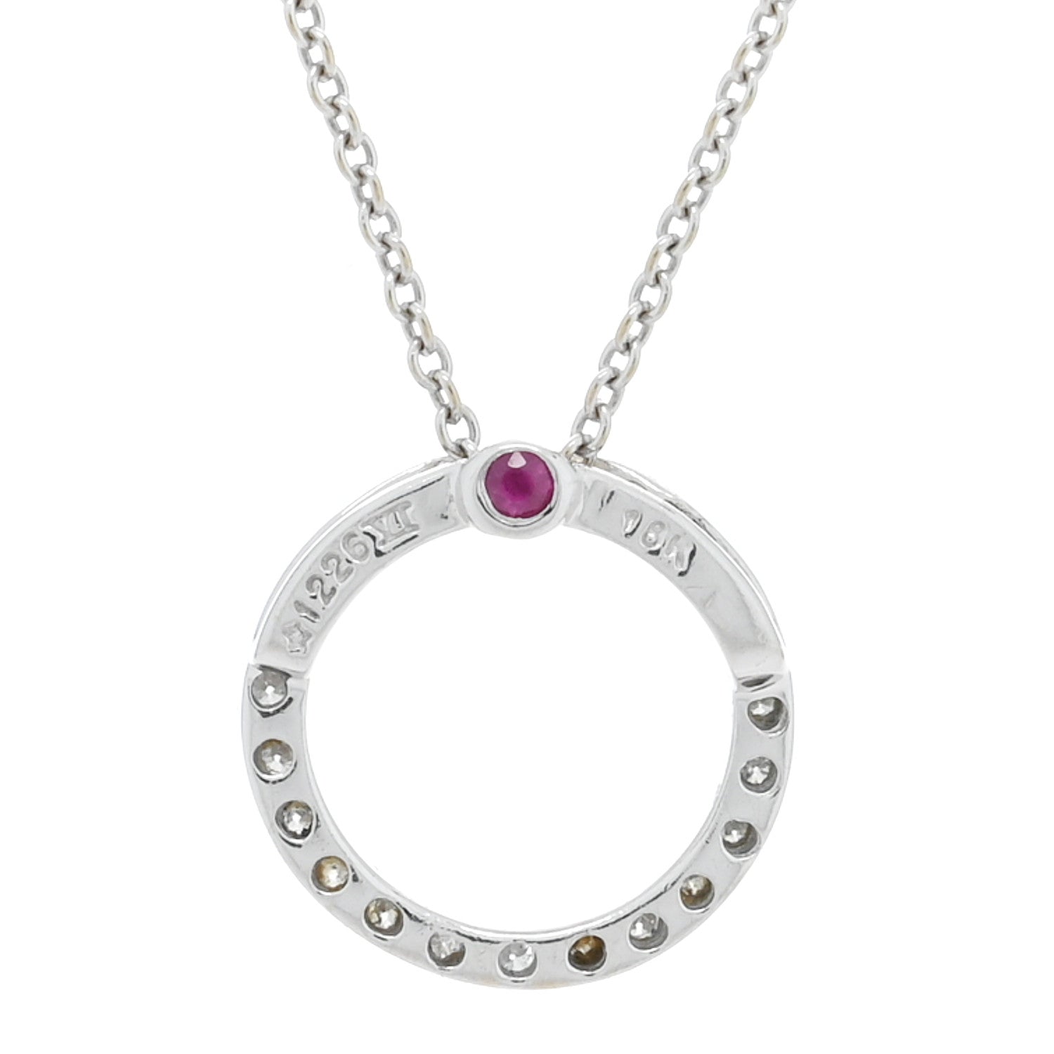 Roberto Coin 18K White Gold Diamond Small Tiny Treasures Circle Pendant Necklace 5 of 5