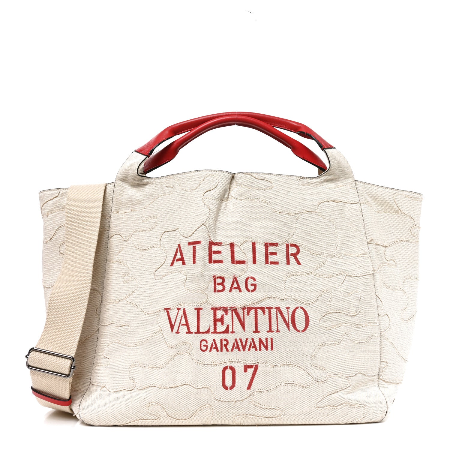 Valentino Garavani Canvas Atelier 07 Camouflage Edition Large Tote Bag Naturale 1 of 9