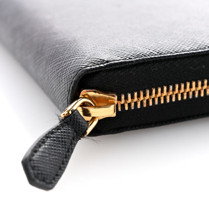 Prada Saffiano Metal Zip Around Wallet Black 7 of 8
