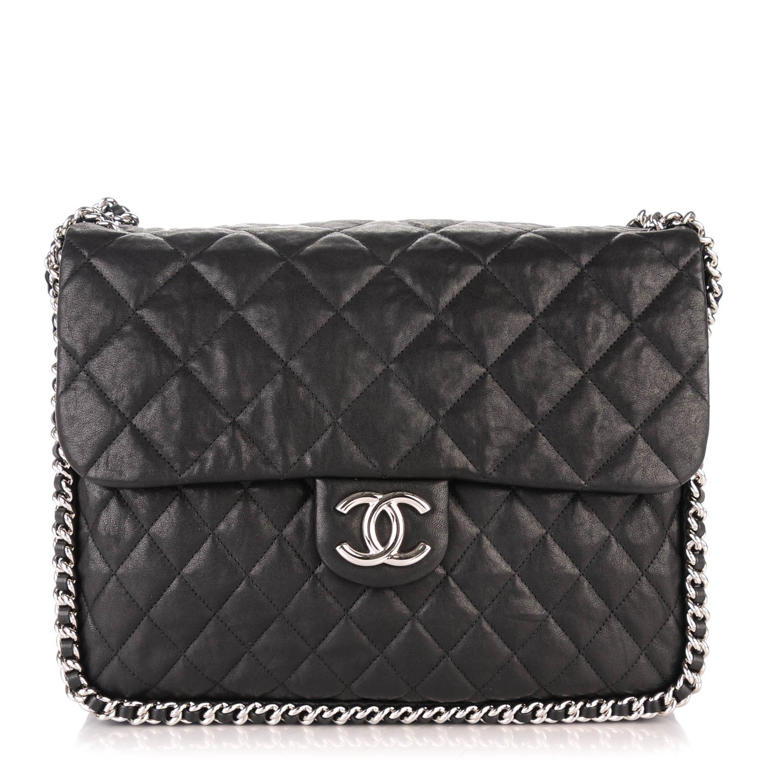 Chanel Washed Lambskin Maxi Chain Around Flap Black 1 of 7