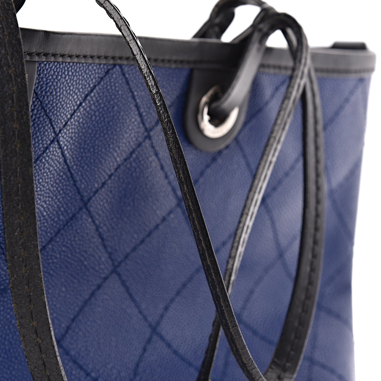 Grained Calfskin Shopping Fever Tote Blue