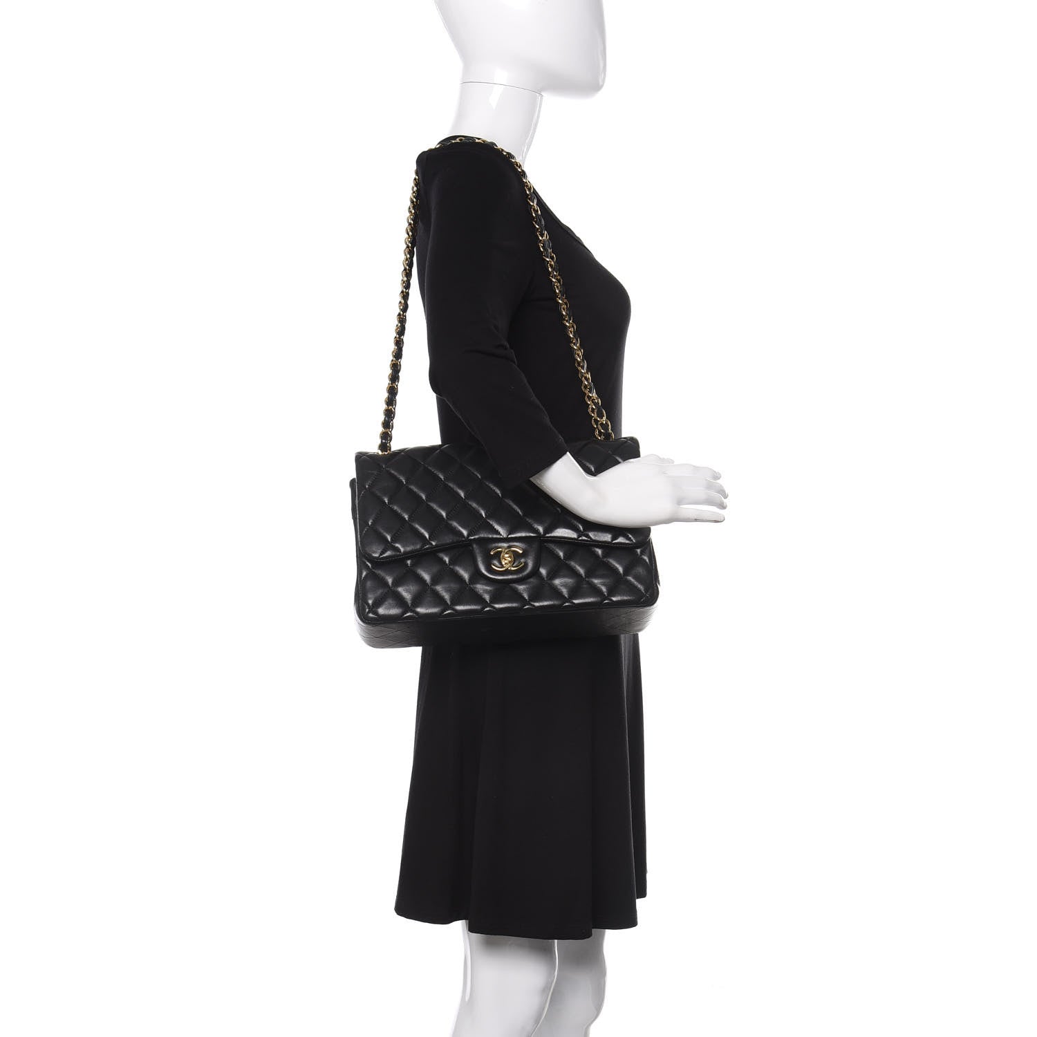 Chanel Lambskin Quilted Jumbo Double Flap Black 2 of 15