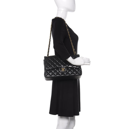 Chanel Lambskin Quilted Jumbo Double Flap Black 2 of 15