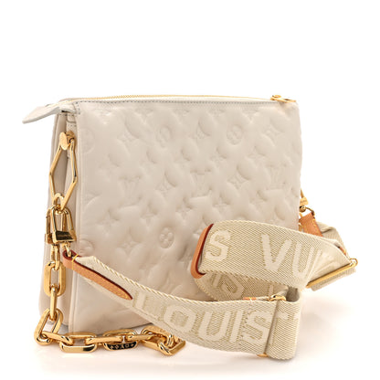 Louis Vuitton Lambskin Embossed Monogram Coussin PM Beige Cream 3 of 11
