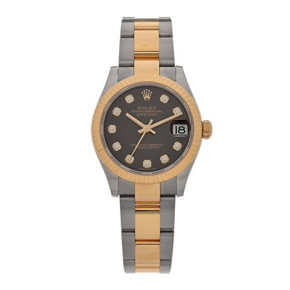 Rolex Stainless Steel 18K Yellow Gold Diamond 31mm Oyster Perpetual Datejust Watch Dark Grey 278273 1 of 5