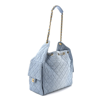 Chanel Washed Denim Quilted Medium Chanel 25 Handbag Blue 6 of 21