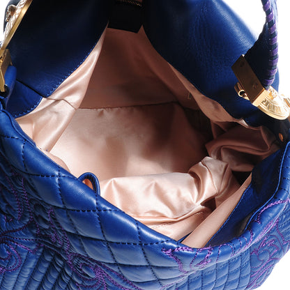 Versace Leather Quilted Vanitas Bag Midnight Blue 5 of 7