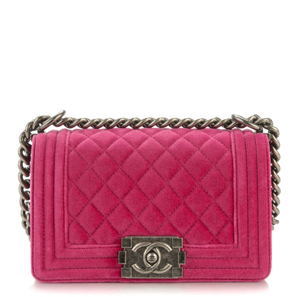 Chanel Velvet Quilted Small Boy Flap Pink 1 of 8