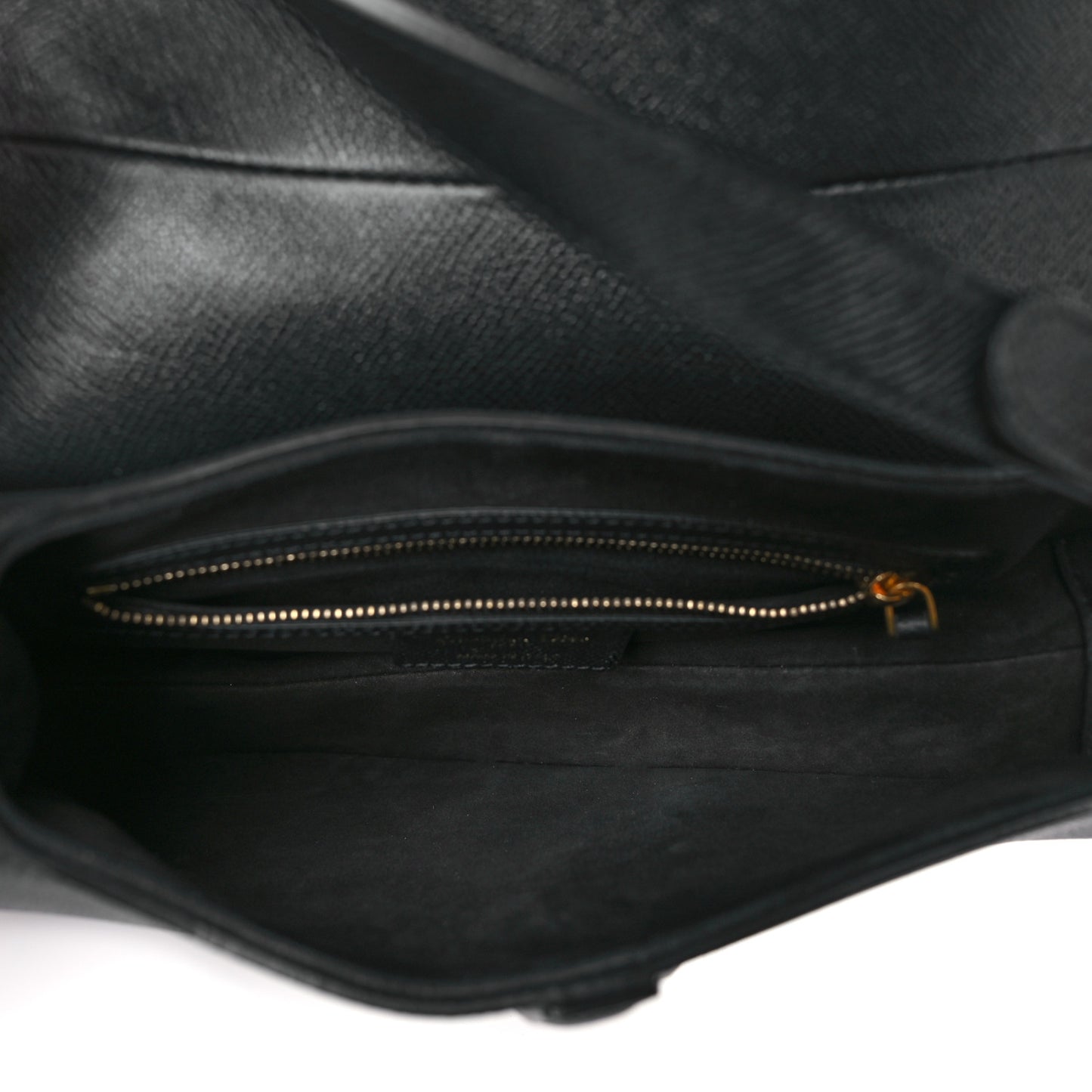Grained Calfskin Saddle Bag Black