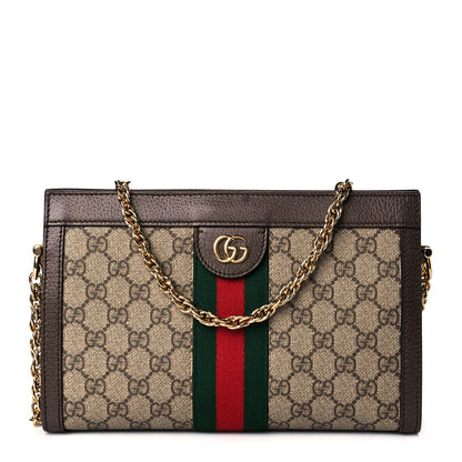Gucci GG Supreme Monogram Web Small Ophidia Chain Shoulder Bag Brown 1 of 12