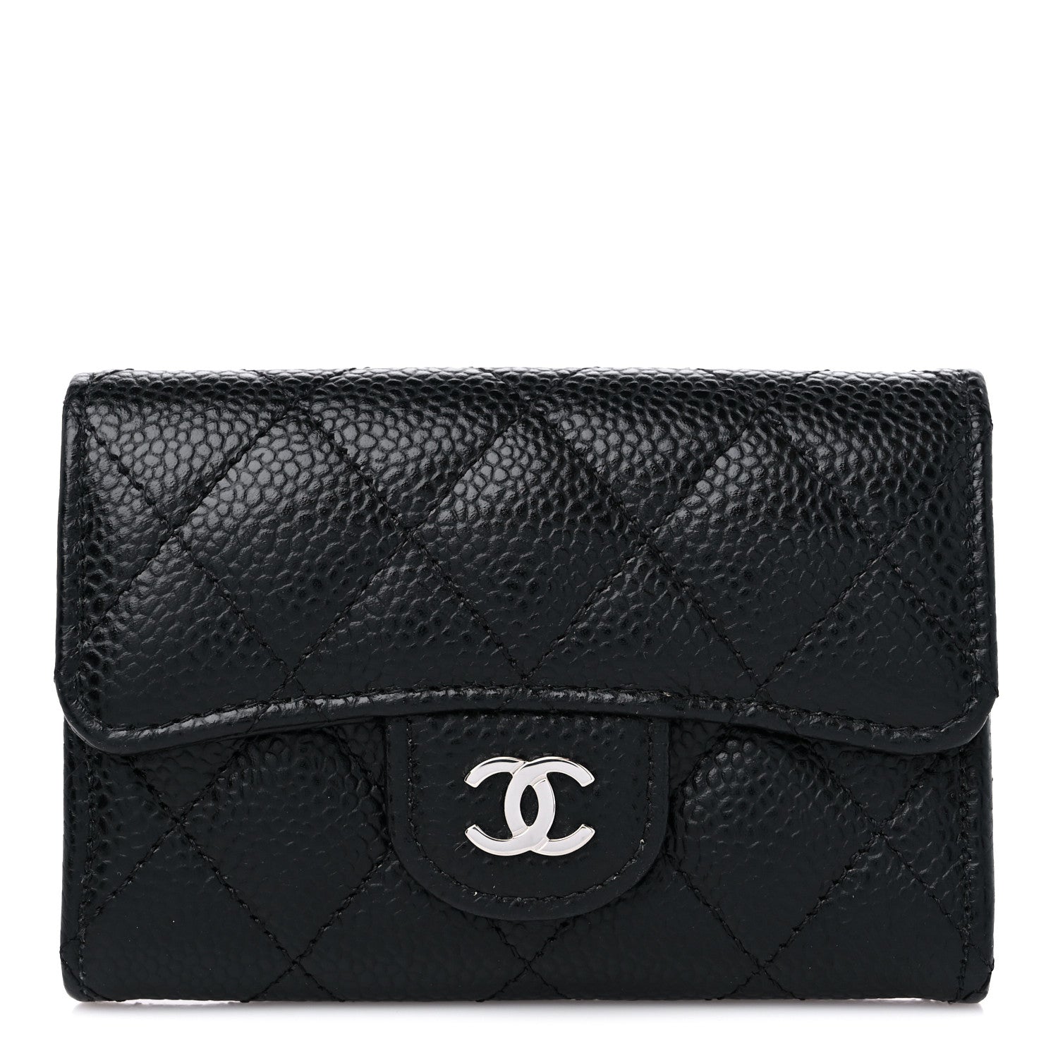 Chanel Caviar Quilted Flap Card Holder Wallet Black 1 of 8
