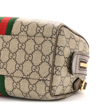 Gucci GG Supreme Monogram Textured Dollar Calfskin Web Mini Ophidia Top Handle Bag Beige Ebony New Acero 10 of 12