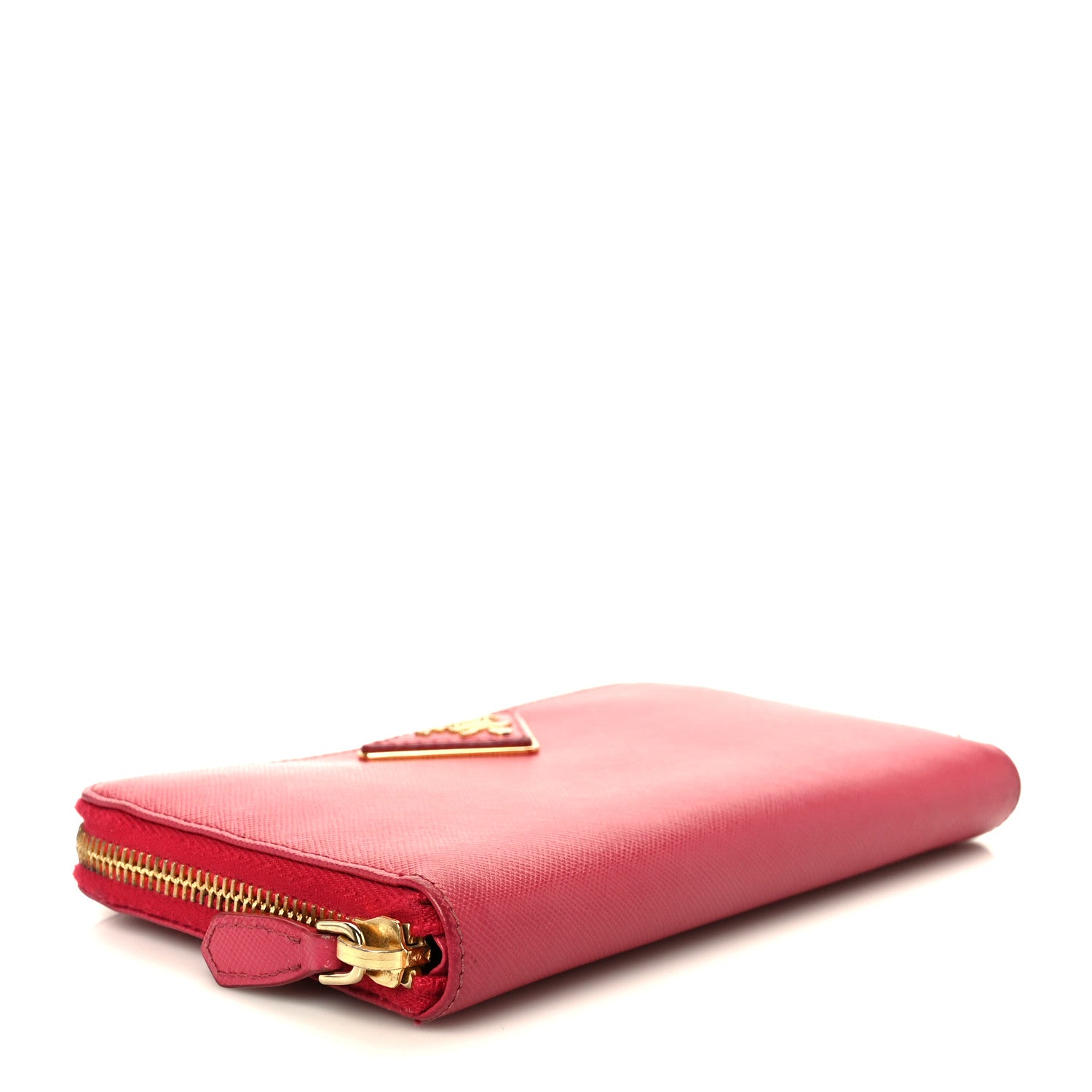 Prada Saffiano Triangle Zip Around Wallet Peonia 4 of 9