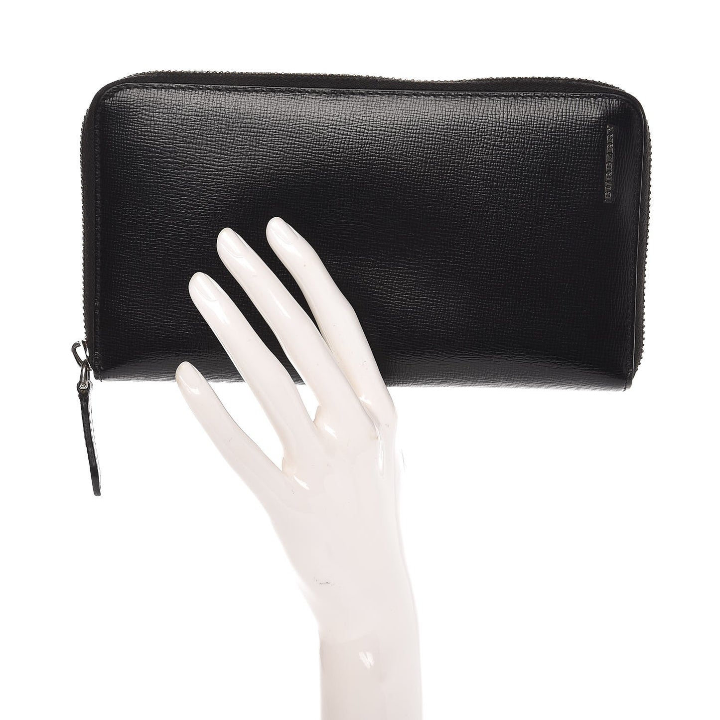 London Grainy Calfskin Renfrew Long Zip Around Wallet Black