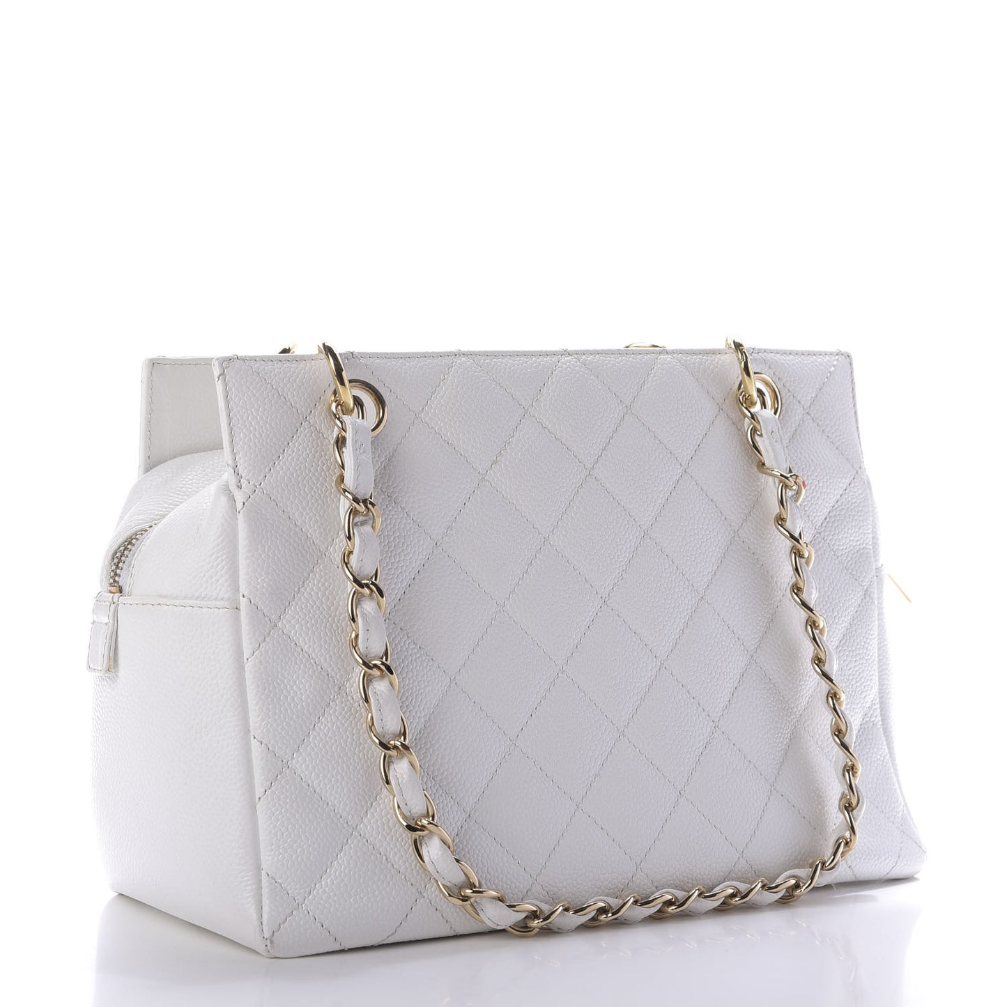 Caviar Quilted Petit Timeless Tote PTT White