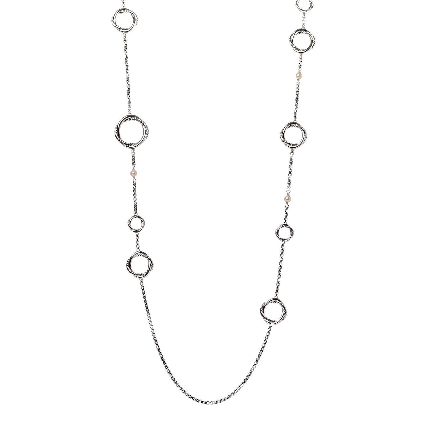 Sterling Silver Pearl Infinity Station Chain Necklace