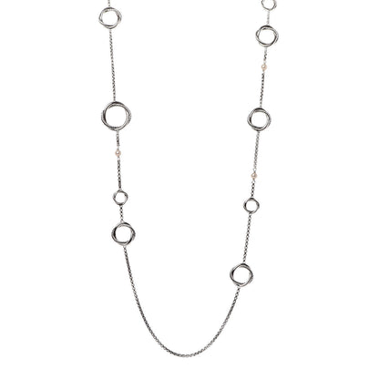 David Yurman Sterling Silver Pearl Infinity Station Chain Necklace 1 of 5