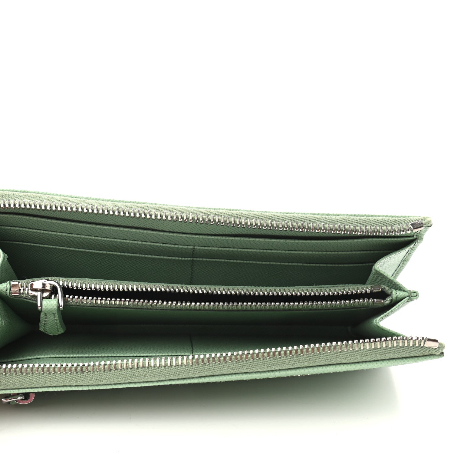Prada Saffiano Metal Zip Around Wallet Aquamarina 5 of 7