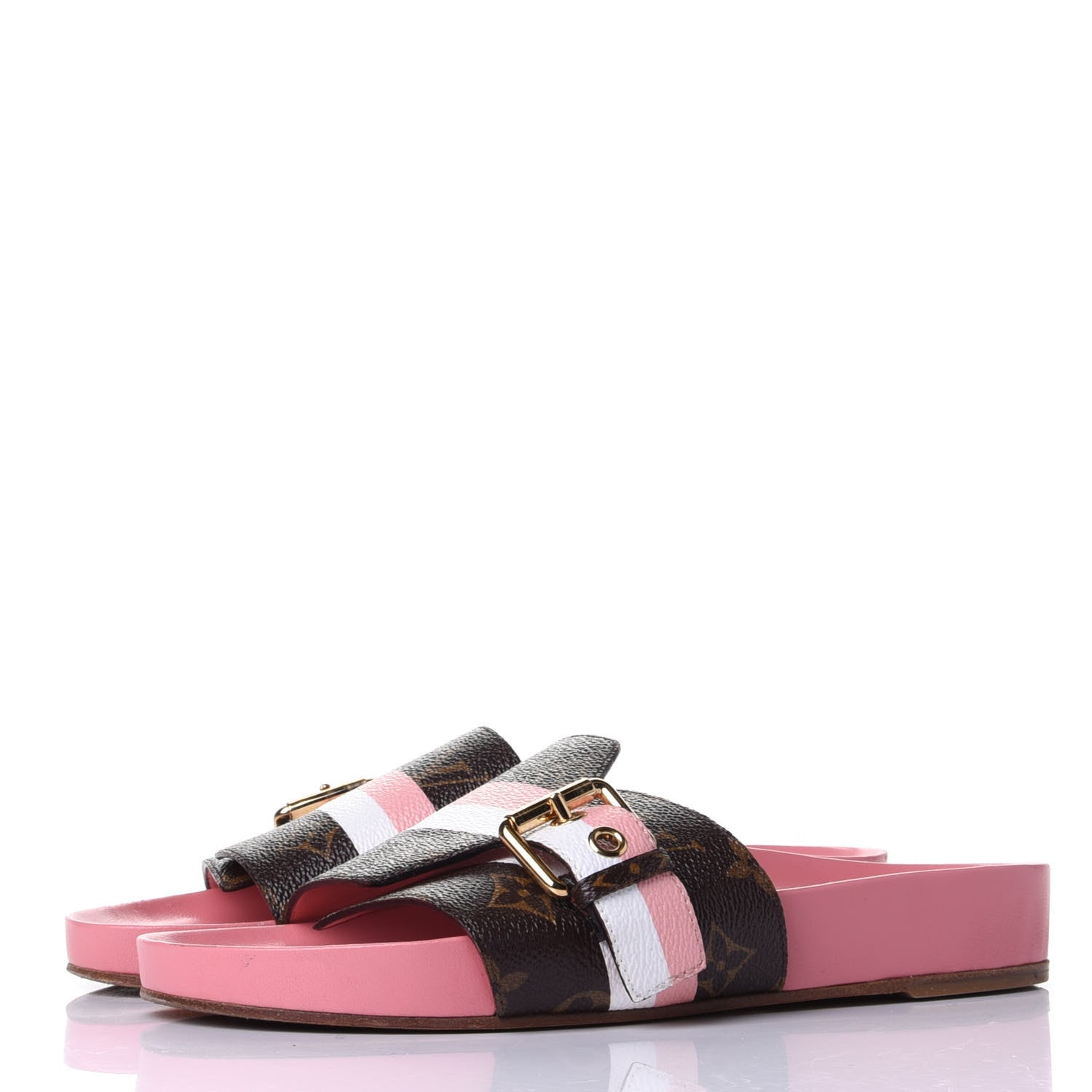Louis Vuitton Patent Monogram Bom Dia Flat Mule 37.5 Rose White 3 of 10
