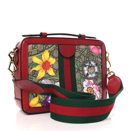Gucci GG Supreme Monogram Flora Web Small Ophidia Top Handle Shoulder Bag Hibiscus Red 3 of 10