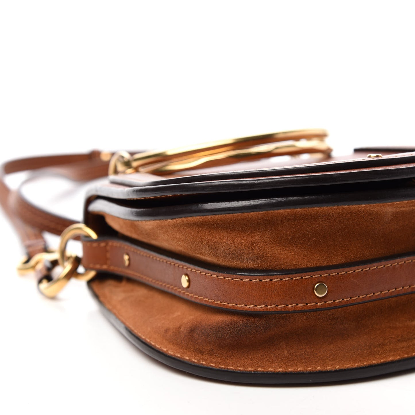 Calfskin Suede Small Nile Bracelet Bag Caramel