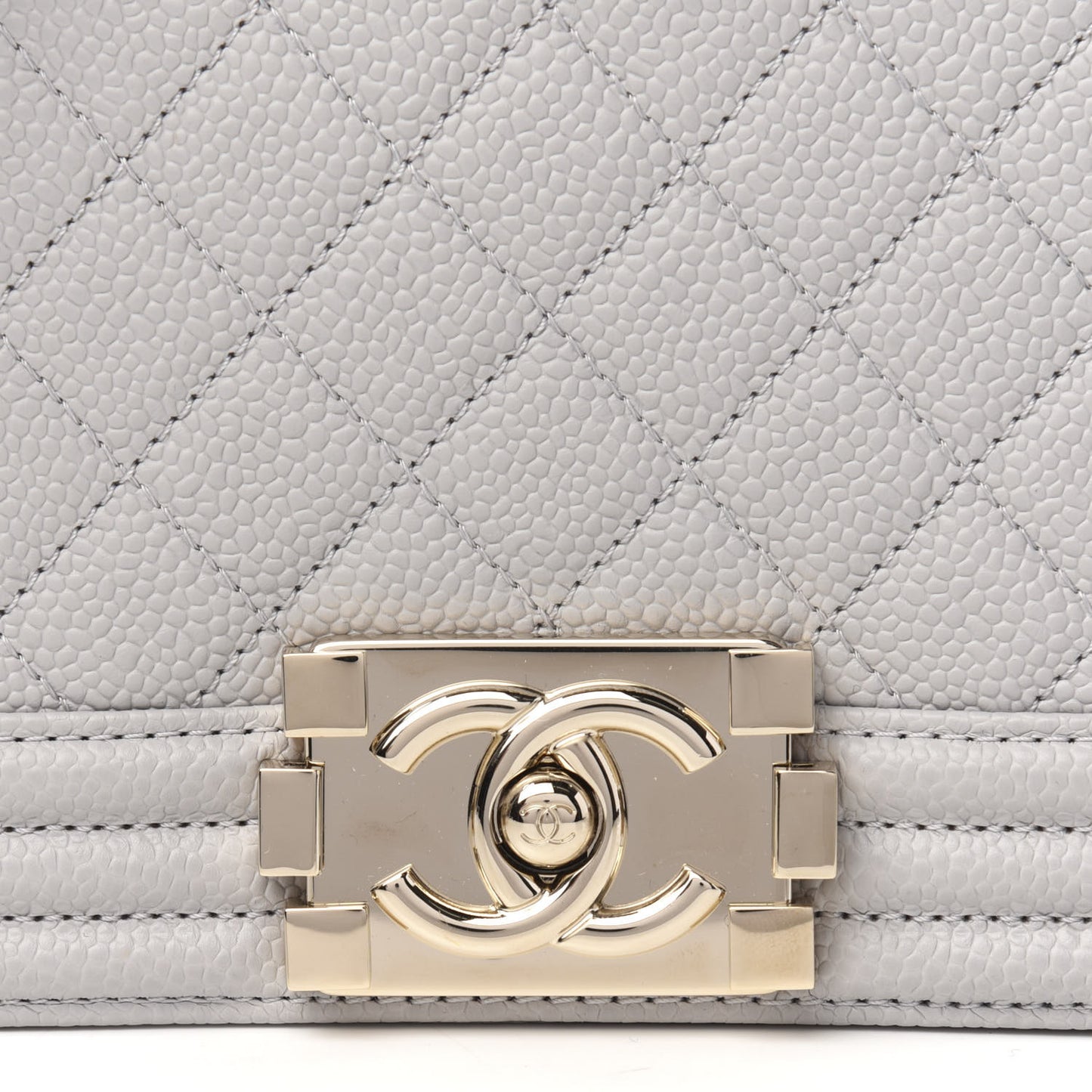 Caviar Quilted Medium Boy Flap Grey