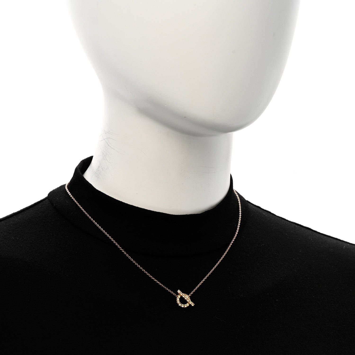 Hermes 18K Rose Gold Green Sapphire Finesse Pendant Necklace