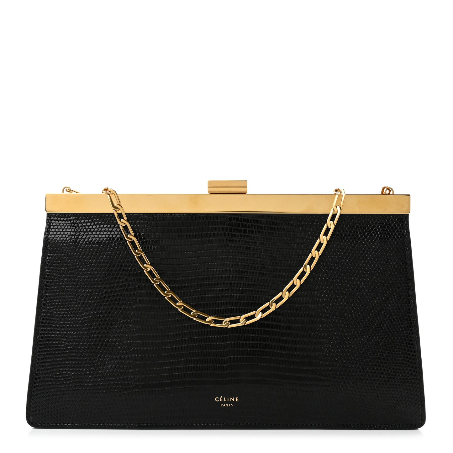 Lizard Mini Clasp Clutch Bag Black