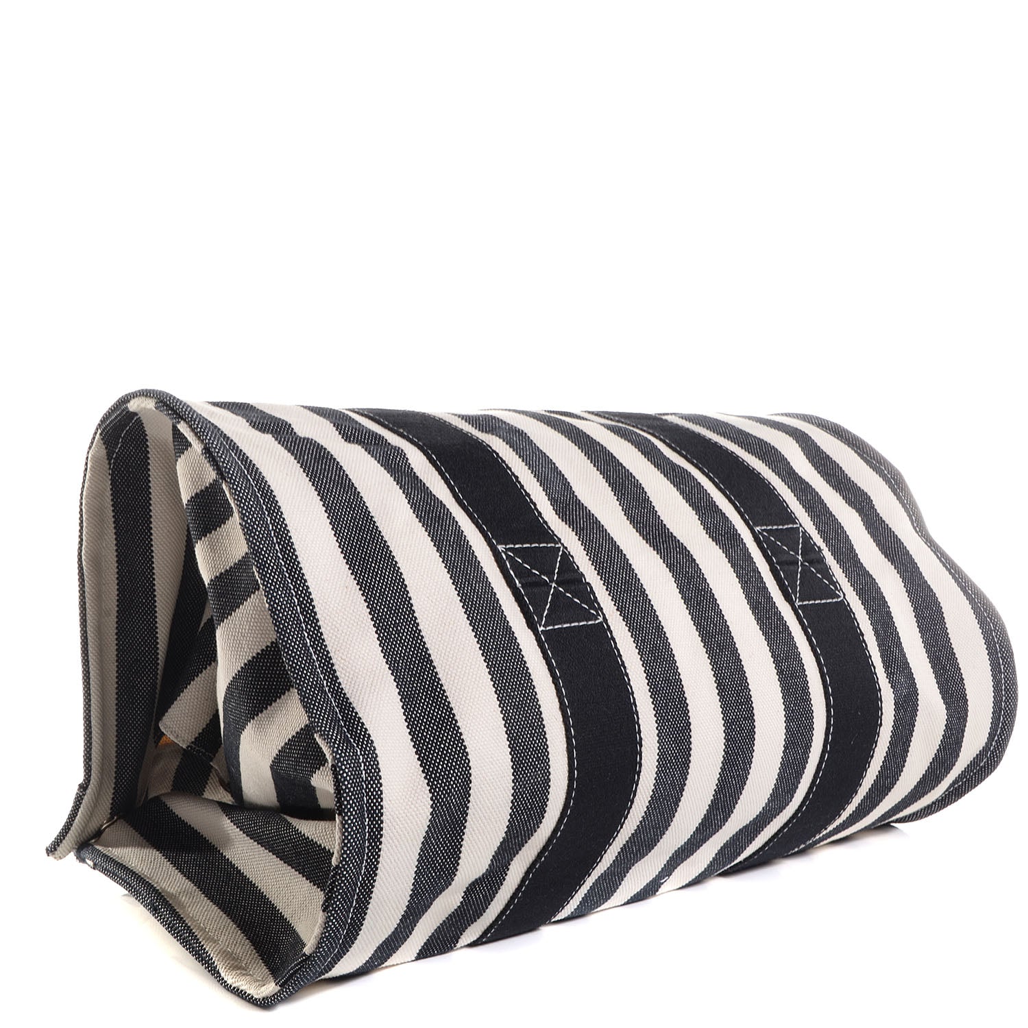 Hermes Canvas Striped Cannes MM Beach Tote Blanc Black White 4 of 13