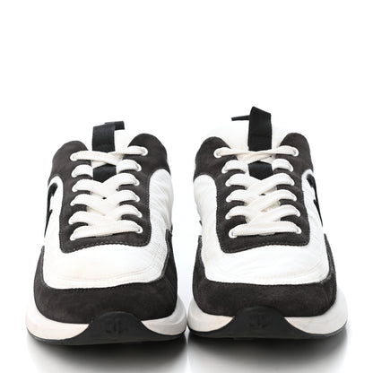 Chanel Nylon Suede Calfskin CC Sneakers 40.5 White Dark Grey 2 of 4