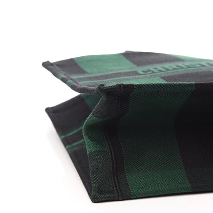 Christian Dior Canvas Embroidered Checkered Book Tote Black Green 8 of 10