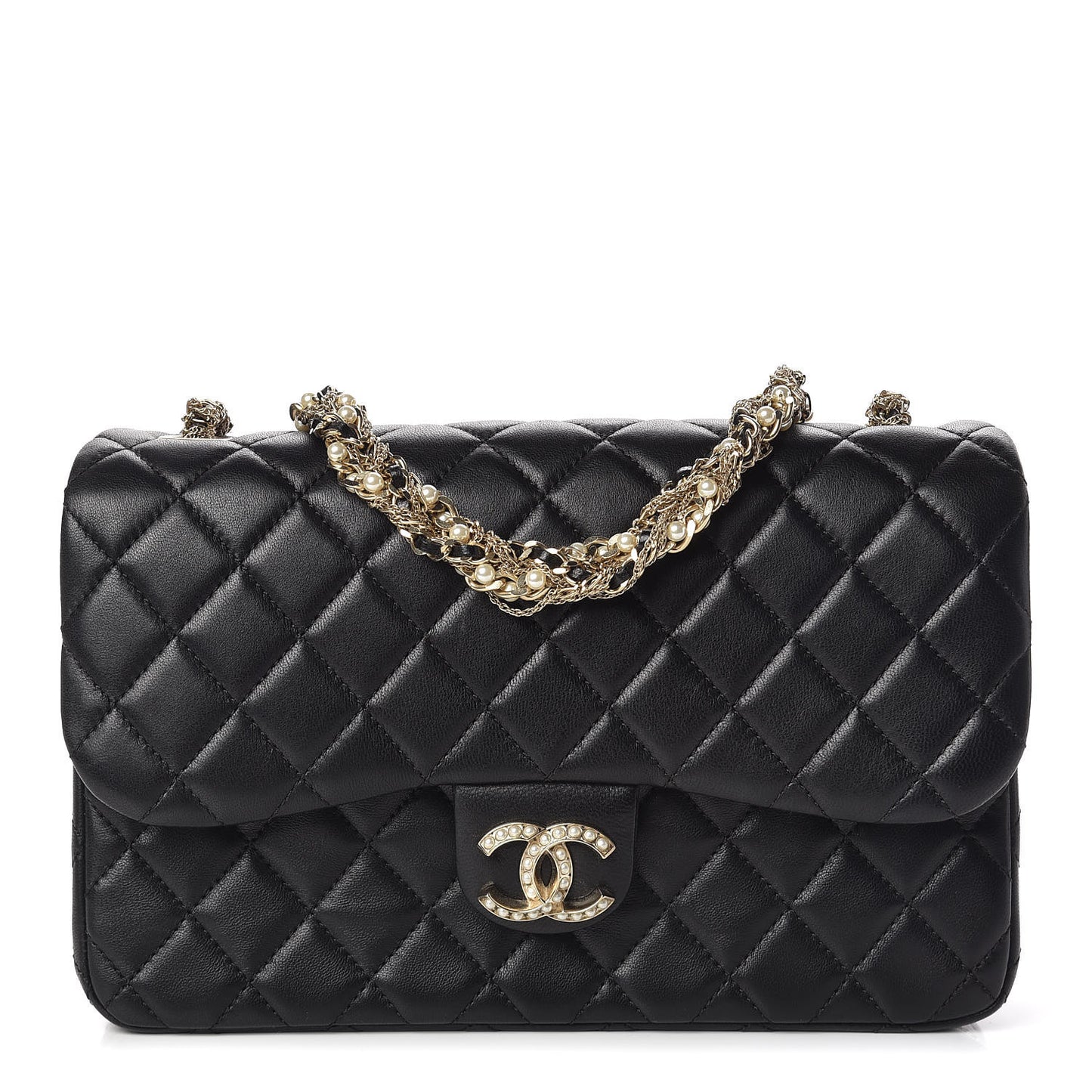 Lambskin Quilted Medium Westminster Pearl Flap Black