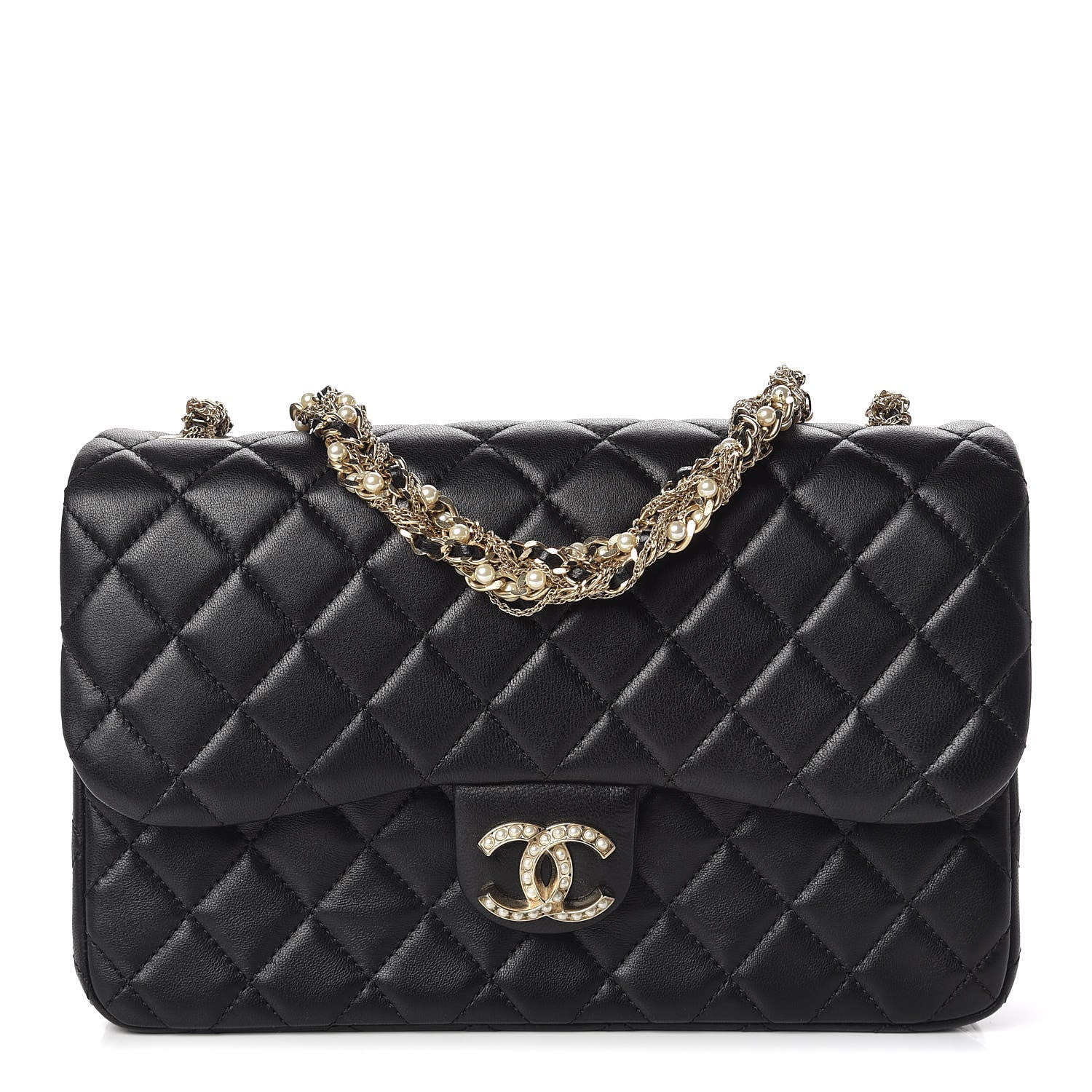 Chanel Lambskin Quilted Medium Westminster Pearl Flap Black 1 of 10