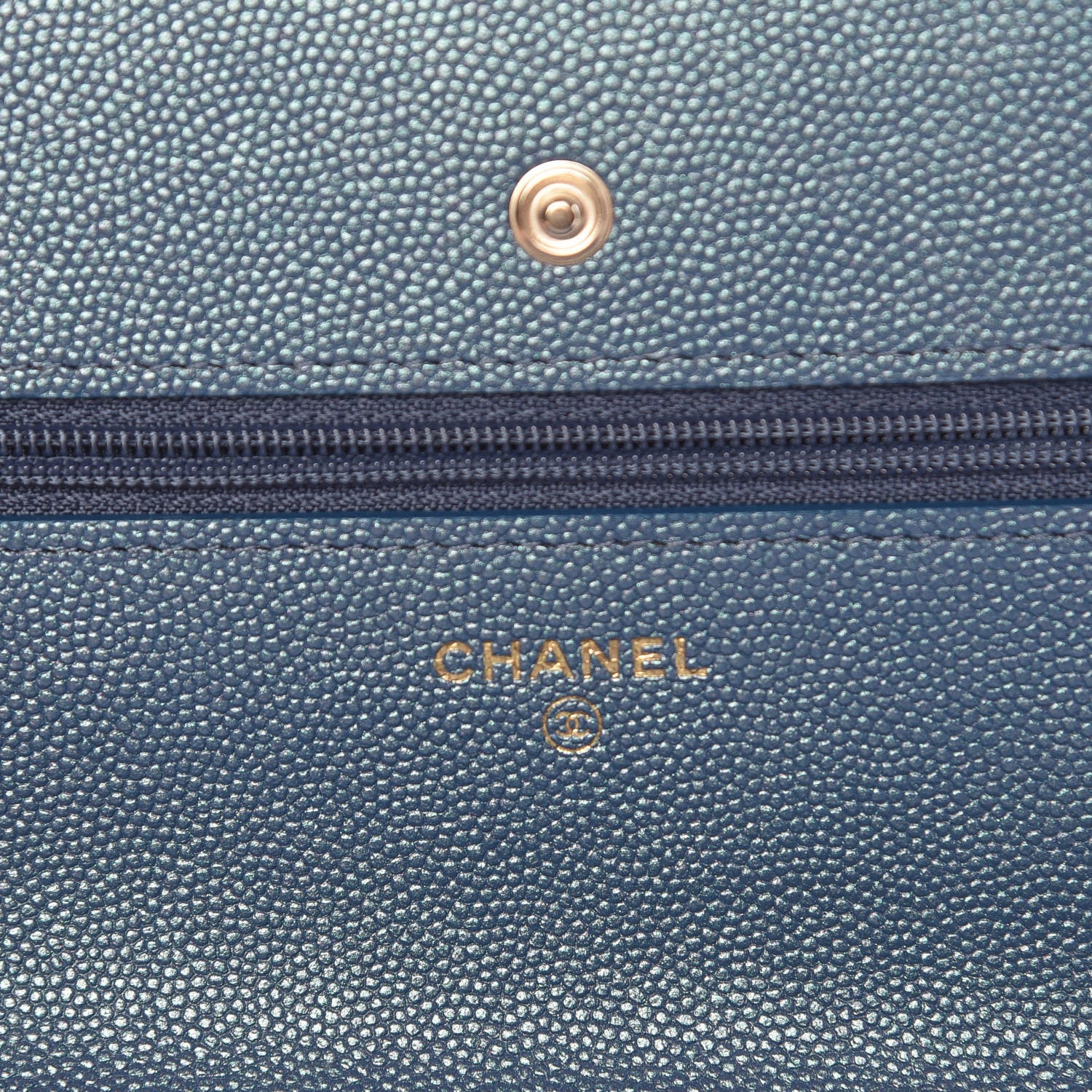 Chanel Iridescent Caviar Quilted Wallet on Chain WOC Dark Blue 7 of 12