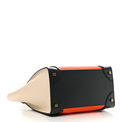 Celine Elephant Calfskin Mini Tri-Color Luggage Bright Orange 3 of 8
