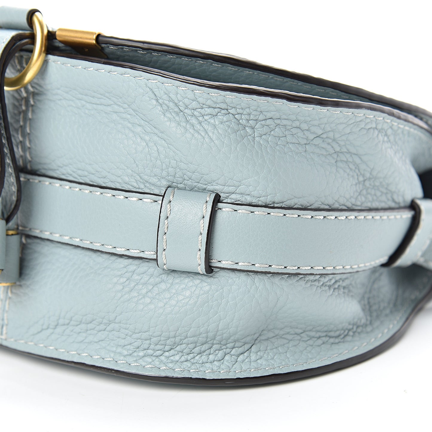 Calfskin Mini Marcie Round Crossbody Bag Faded Blue