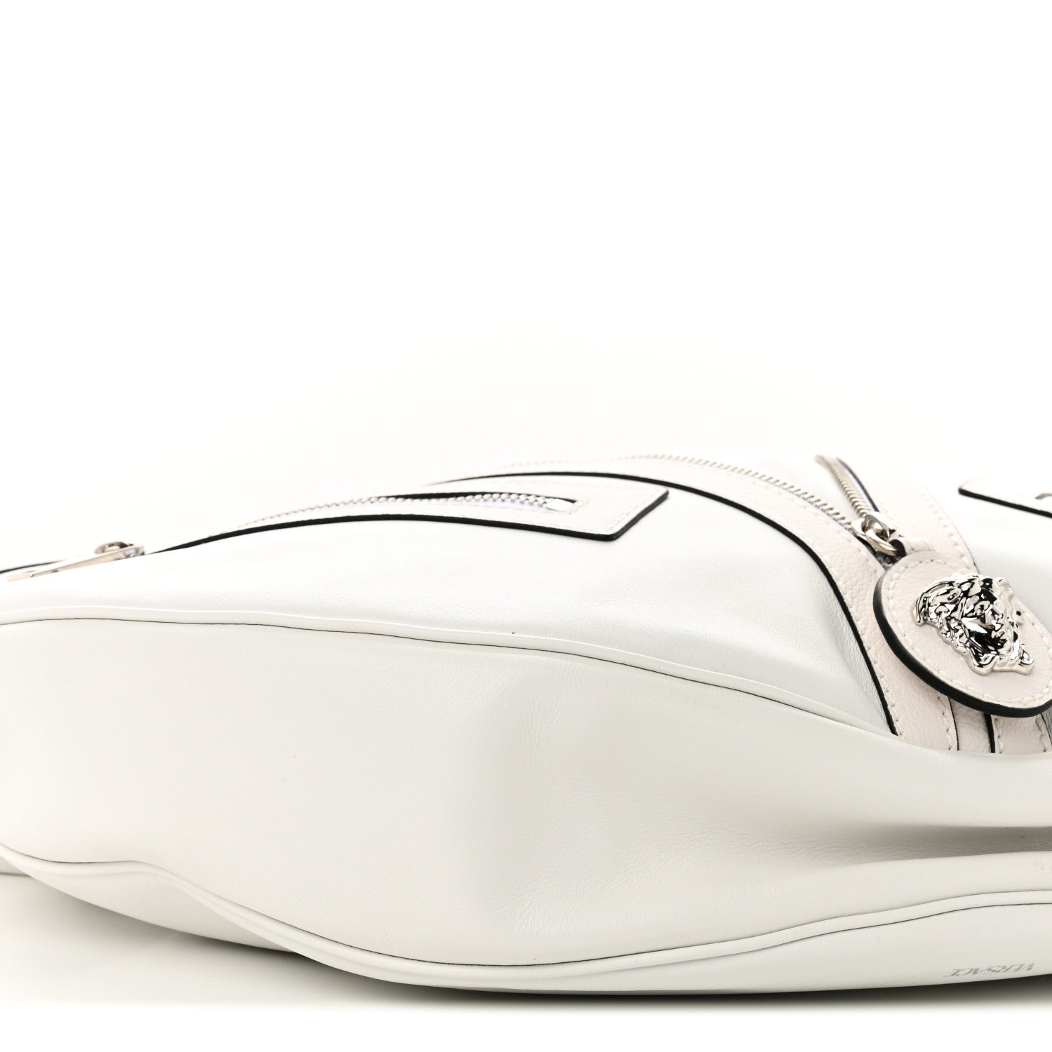 Versace Calfskin Medium Repeat Zip Hobo Optical White 8 of 9