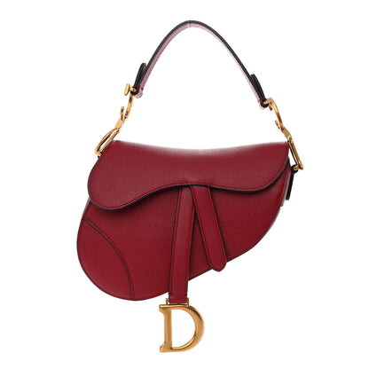 Christian Dior Grained Calfskin Mini Saddle Bag Red 1 of 10