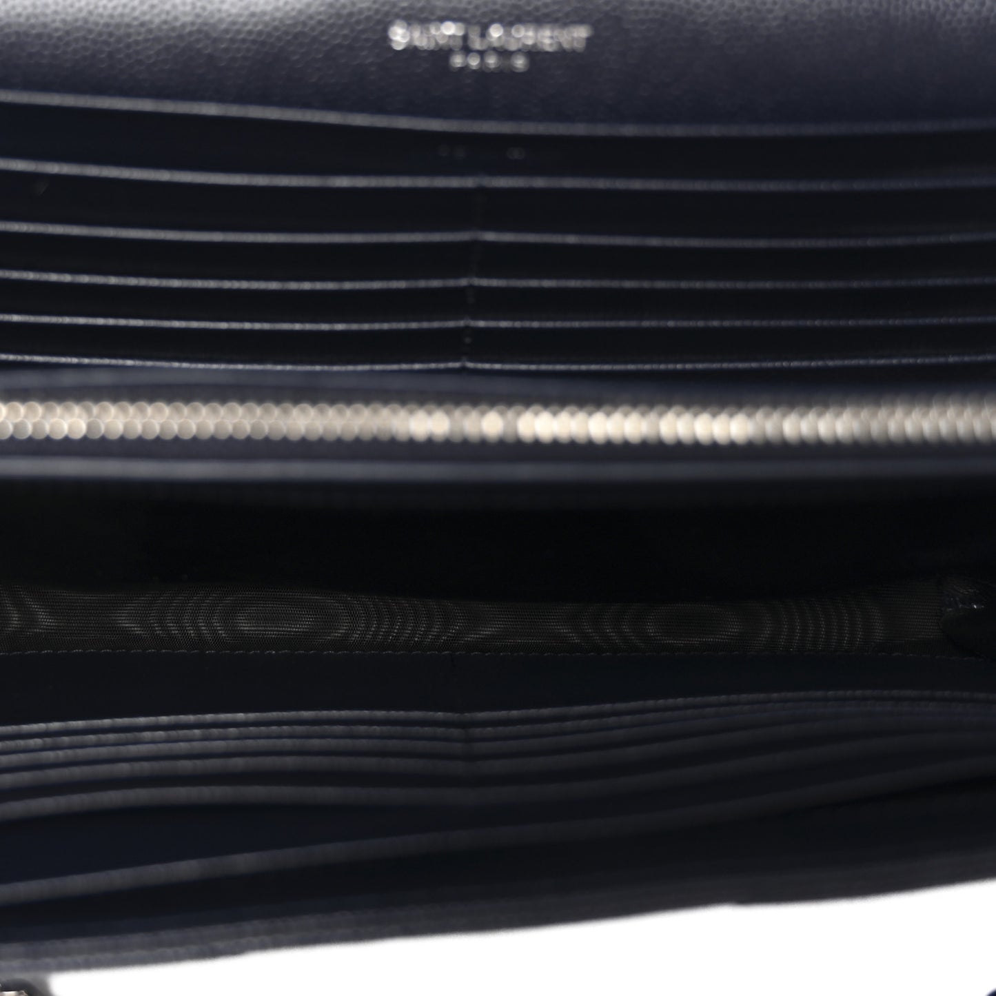 Grain De Poudre Matelasse Chevron Monogram Chain Wallet Deep Marine