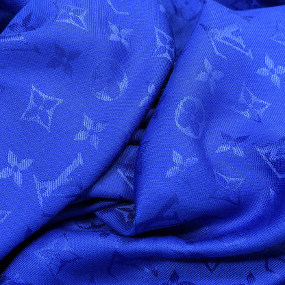 Louis Vuitton Wool Silk Monogram Shawl Blue 5 of 5