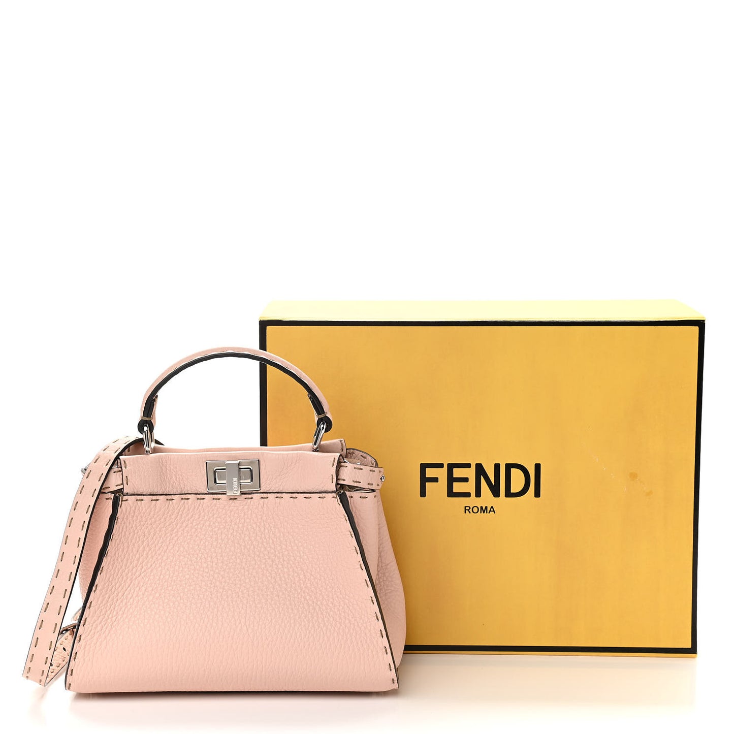 Cuoio Romano Selleria Bi-Color Mini Peekaboo Iconic Satchel Cipria Latte