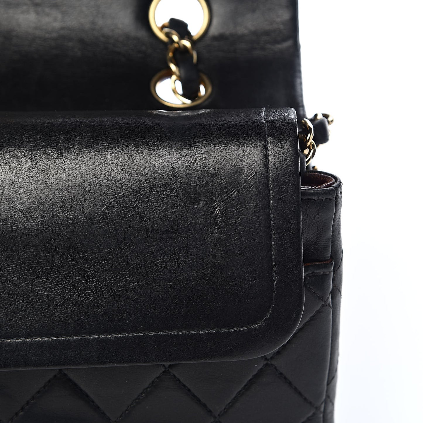 Lambskin Quilted Medium Double Flap Black