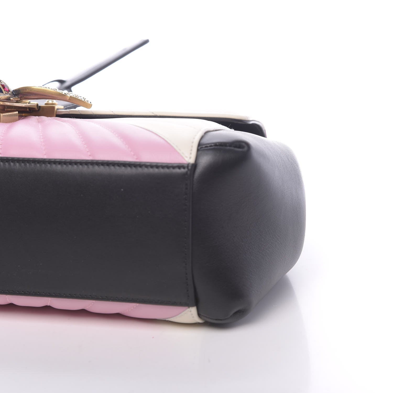 Gucci Calfskin Bamboo Trapuntata Queen Margaret Top Handle Bag Blue Agata Hibiscus Red Mystic White Sugar Pink 9 of 10