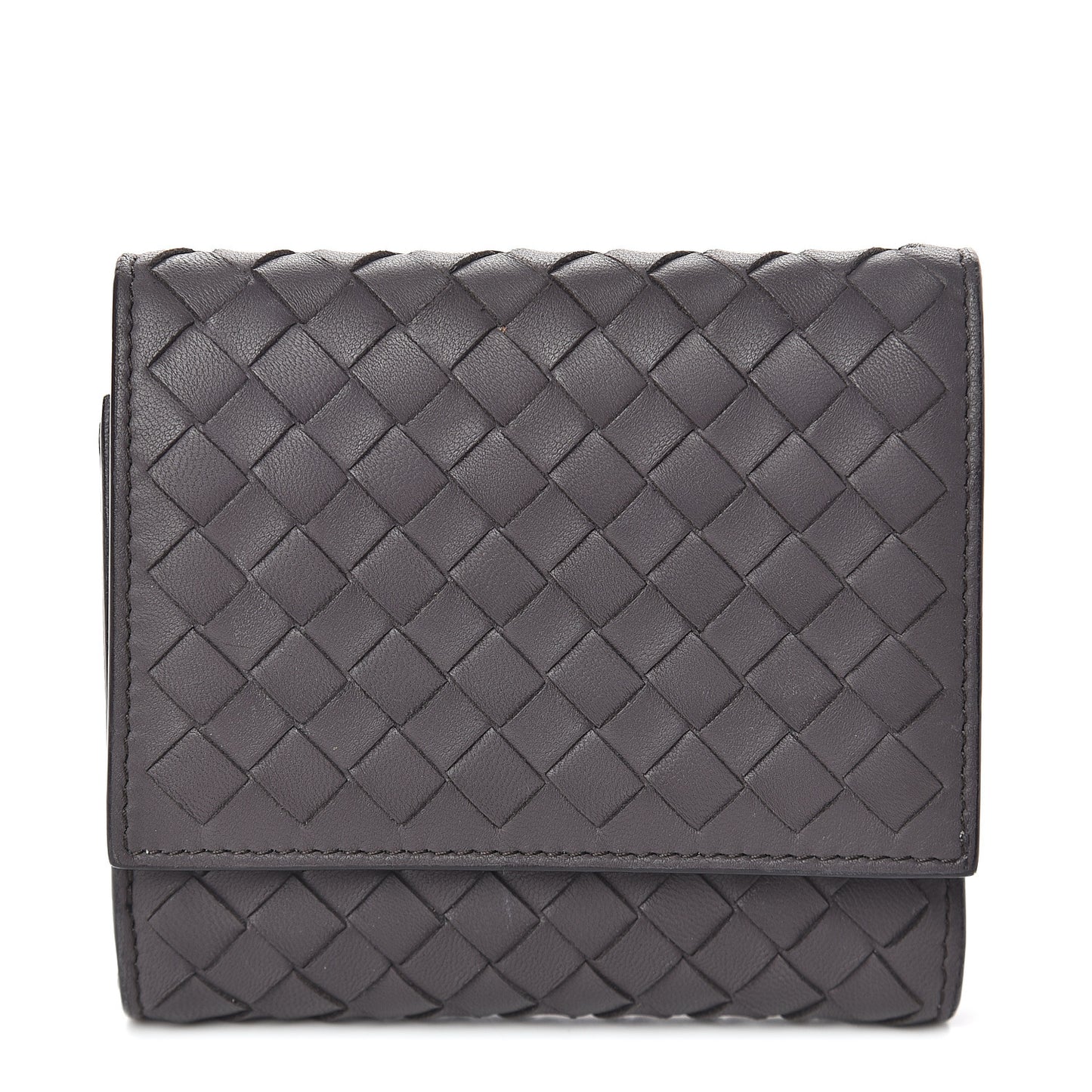 Nappa Intrecciato Compact Flap Wallet Light Graphite