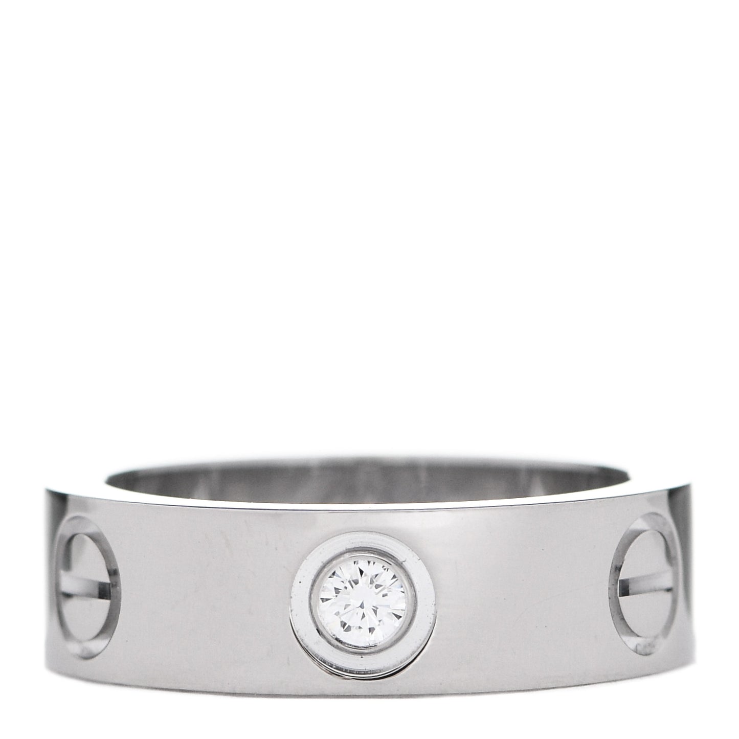 18K White Gold 3 Diamond 5.5mm LOVE Ring 49 5