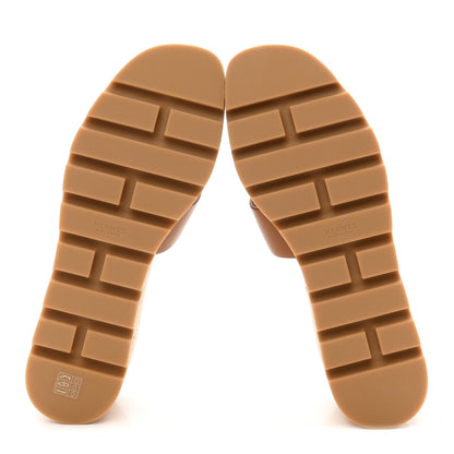 Hermes Calfskin Cork Eze 30 Sandals 41 Gold 6 of 9