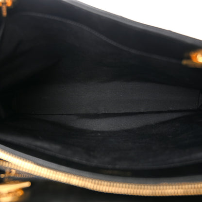 Saint Laurent Grain De Poudre Matelasse Chevron Monogram Shopping Bag Black 5 of 14